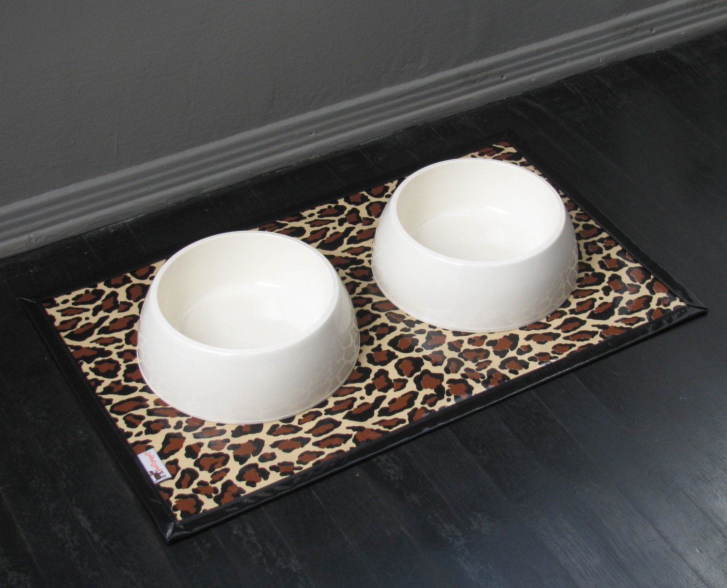 Brown, Black & Tan Leopard Print Waterproof Pet Placemat
