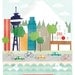 Seattle art print illustration - 11x14 - mountain city buildings washington space needle