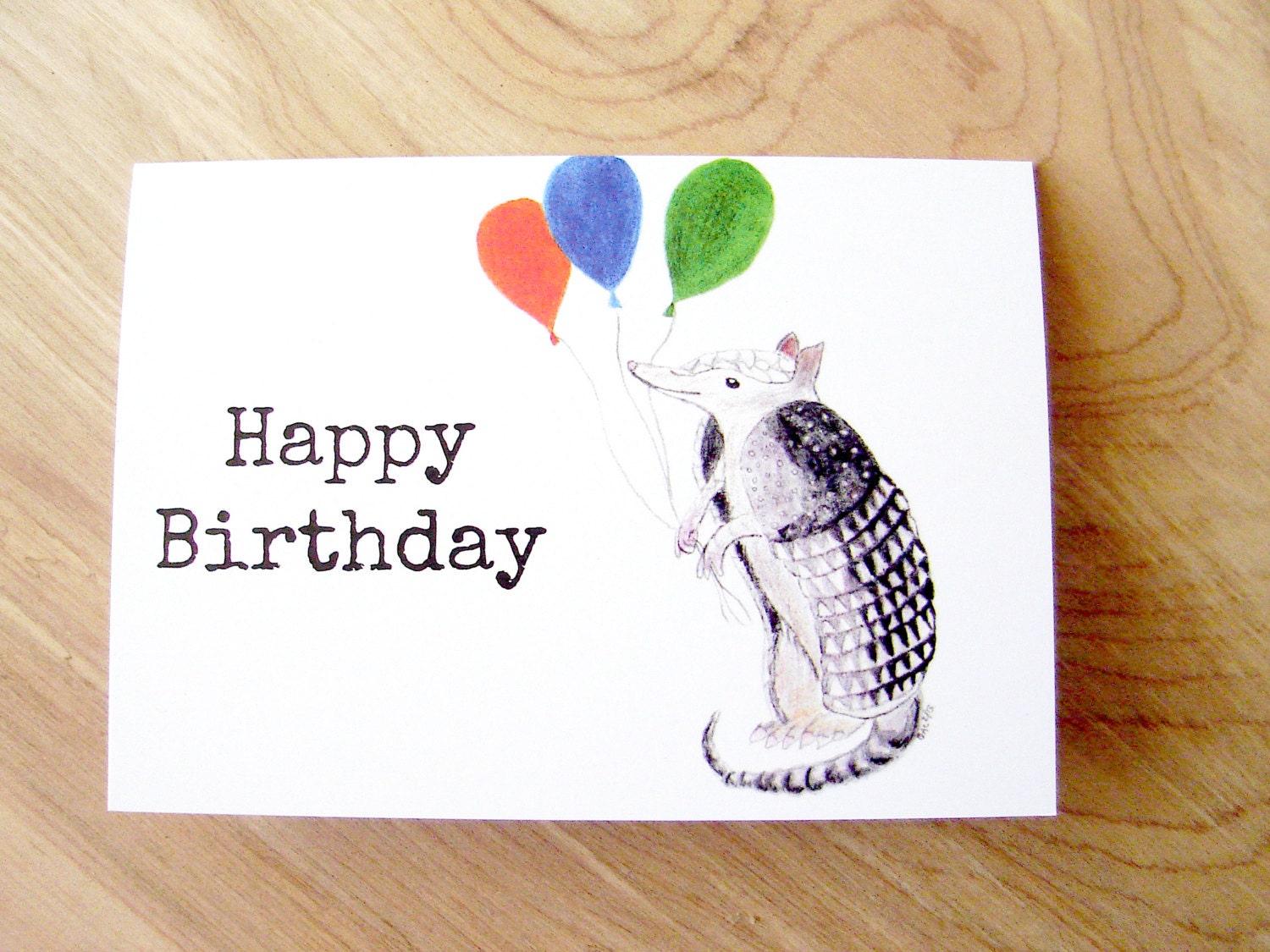 Happy Birthday Card - Armadillo Birthday Card - Armadillo Birthday Card with Envelope