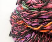 Neon Nightlife (102 yds) Black Natural Alpaca Handdyed Wool Pink Purple Fashion Summer Skein