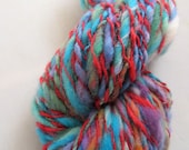Superhero Handspun Yarn (115 yds) Brown Natural Alpaca Handdyed Wool Blue Green Turquoise Fashion Summer Skein