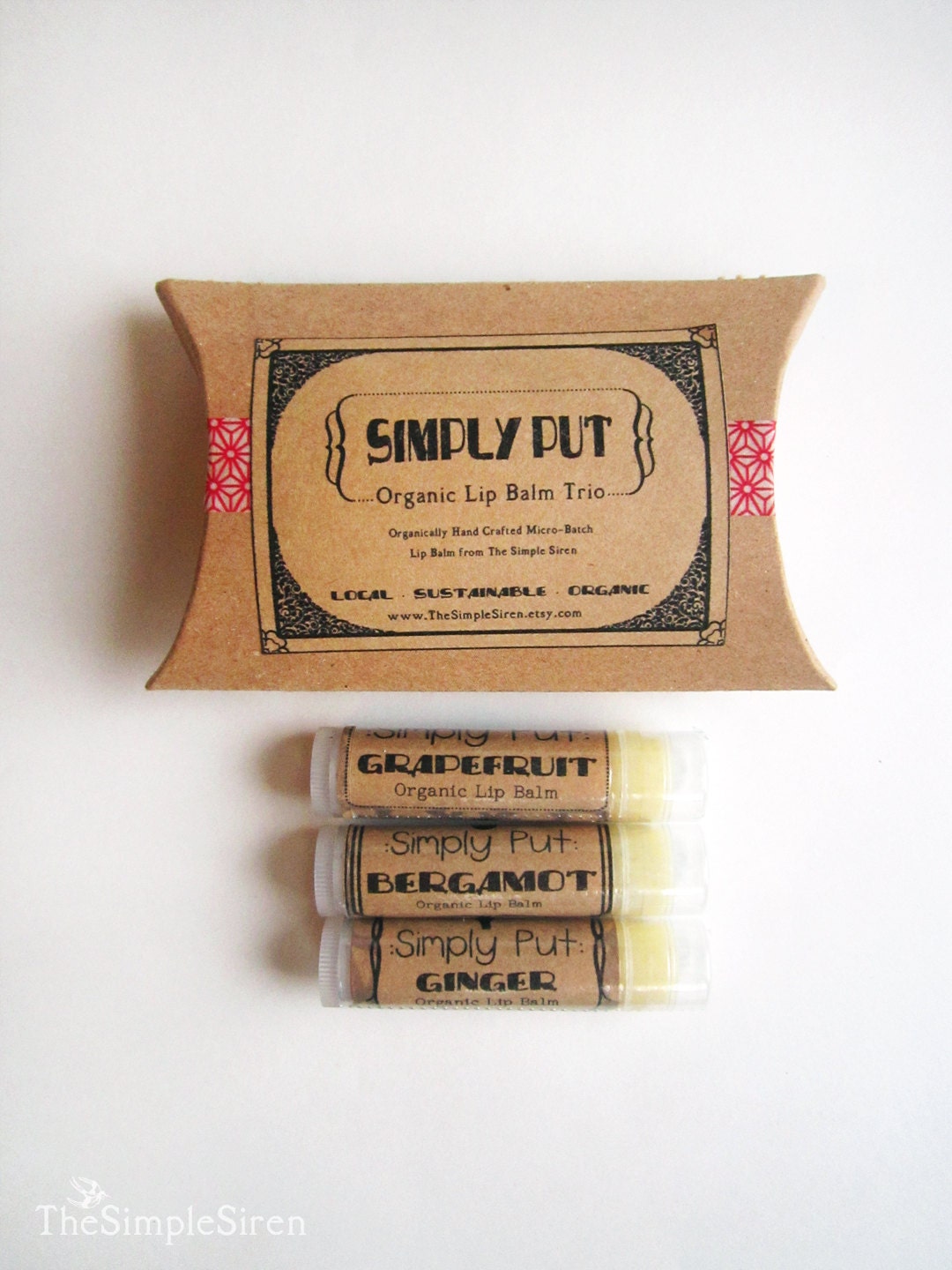 Organic Lip Balm Trio - Simply Put - Simple Flavors Lip balm Set