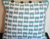 mint windows removable crochet button 16" pillow covers- free shipping