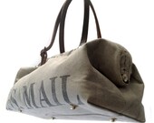 Gladstone / Doctor's Bag / Vintage US Mail Sack Canvas / Warm Gray