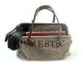 Gladstone / Doctor's Bag / Vintage US Mail Sack Canvas / Warm Gray