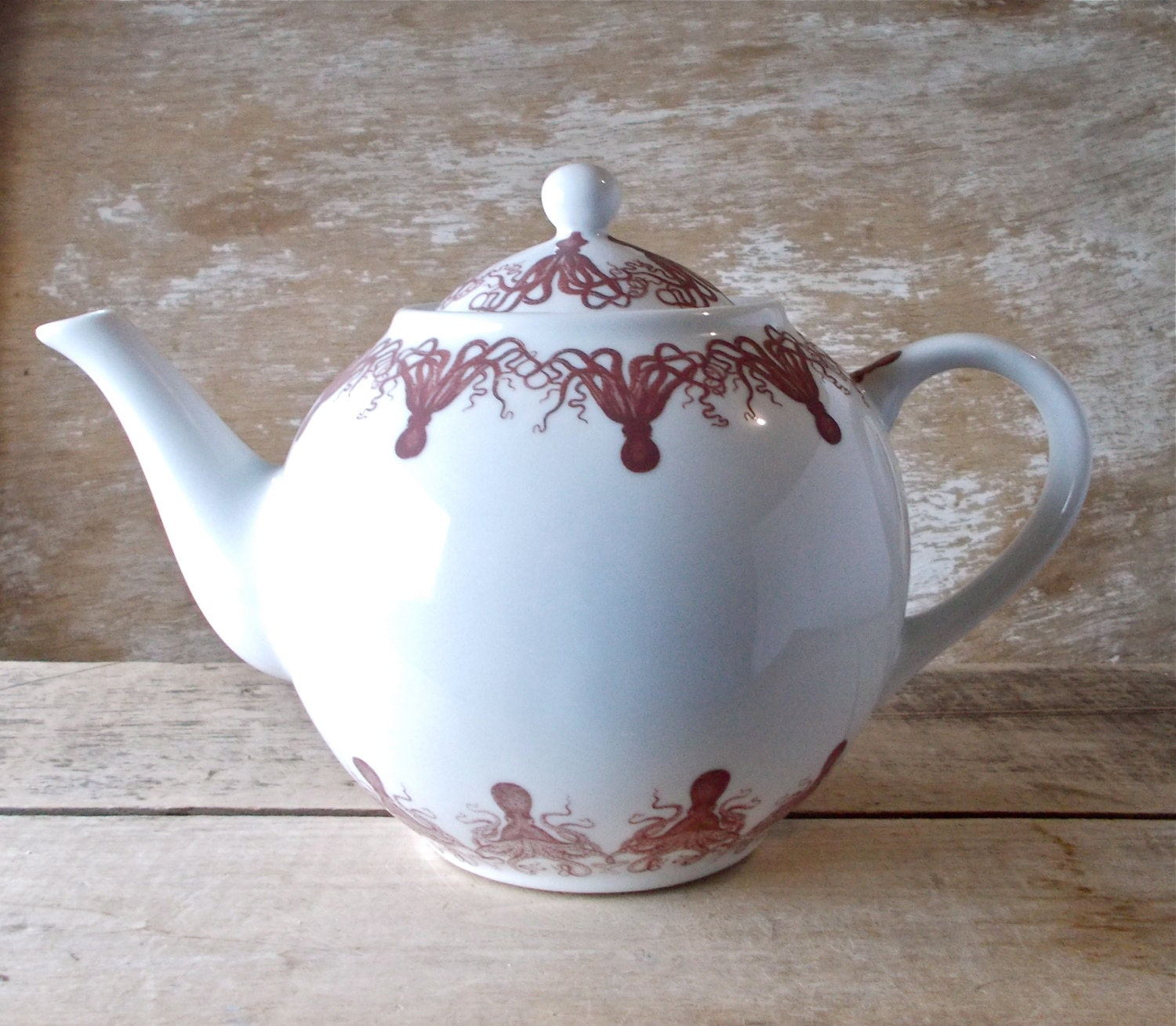 Octopus Cephalopod Teapot,  Pretty Round Tea Pot, Unusual Decor,  Ready to Ship