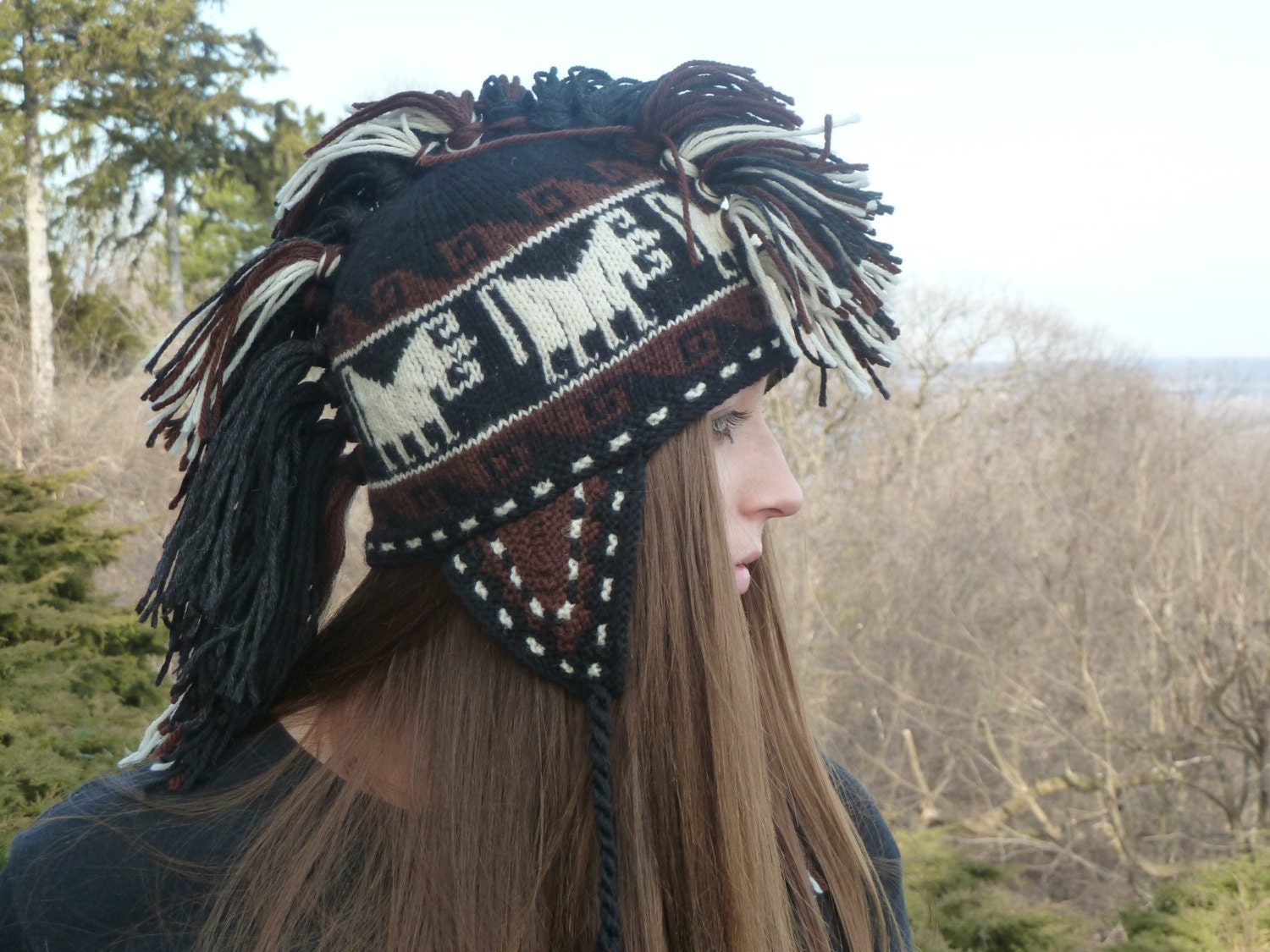 Mohawk Chullo With Bull Pattern