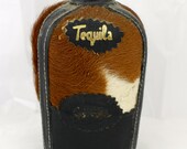 Vintage Tequila Bottle Leather and Cowhide