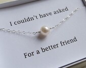 ON SALE THREE Single Pearl Bracelets & Card Set - Best Friends Bracelet- Single Pearl Bracelet, Bridal Bracelet, Bridesmaids Gifts, Pearl J