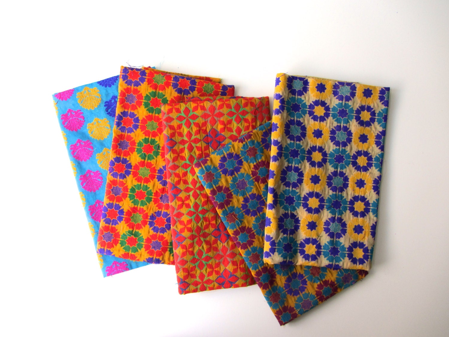 Velvet silk craft pack colorful India silk brocade 5 pieces fat quarter each