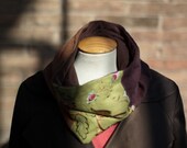 Winter fashion - Brown and lime green neckwarmer