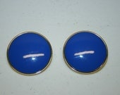 Large Button Earrings,large earrings,extra large earrings,huge clip earrings,large blue earrings,large earrings,blue circle earrings