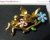 MYLU Enamel Bunny Brooch 1960s Vintage Jewelry