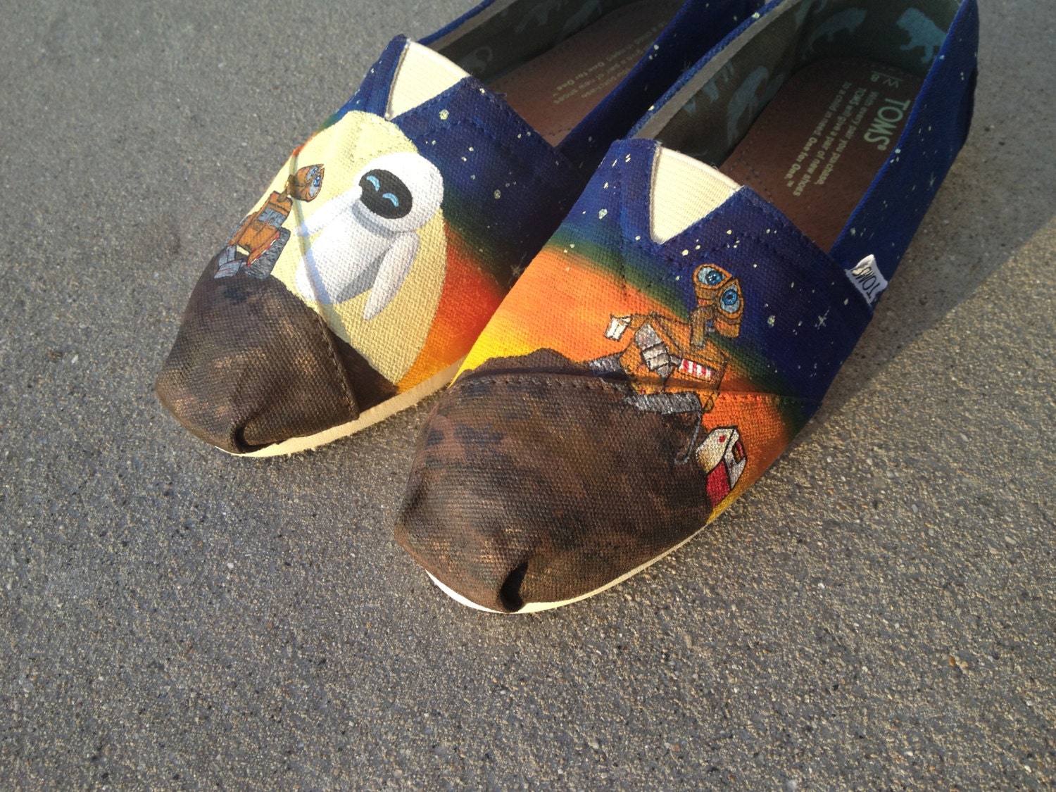 Custom Hand Painted Shoes - Wall-E and Eve