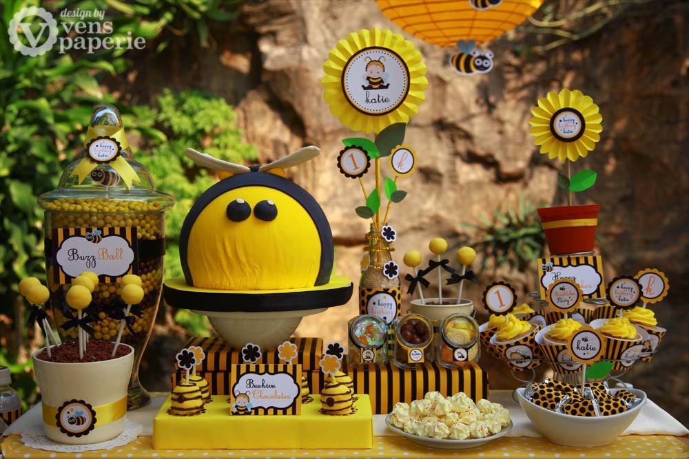 Baby Bumble Bee Birthday Party Package Personalized MINI Collection Set - PRINTABLE DIY - PS816CB1y Il_170x135