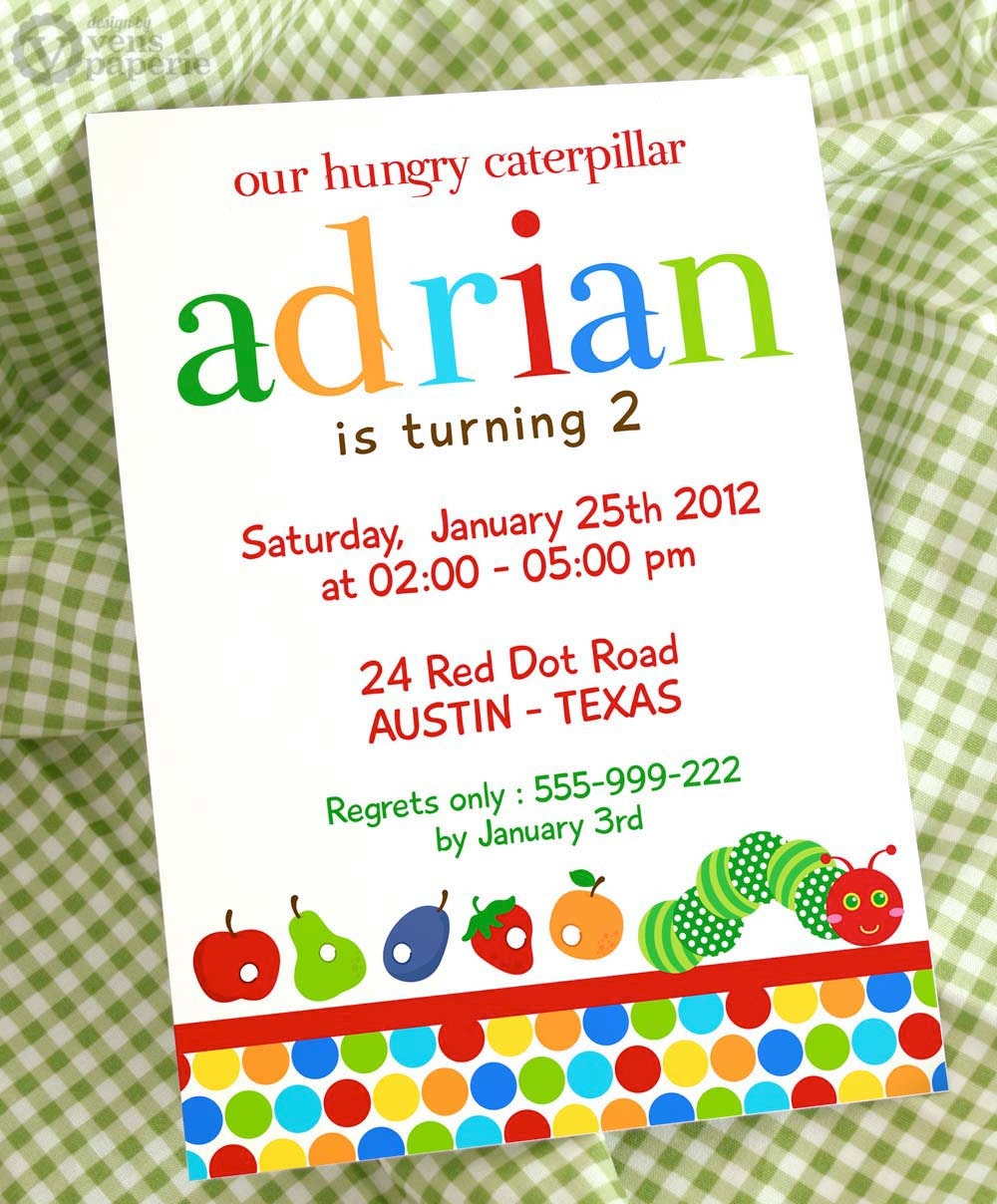 DIY PRINTABLE Invitation Card - The Caterpillar - PS820CA1a1 Il_570xn