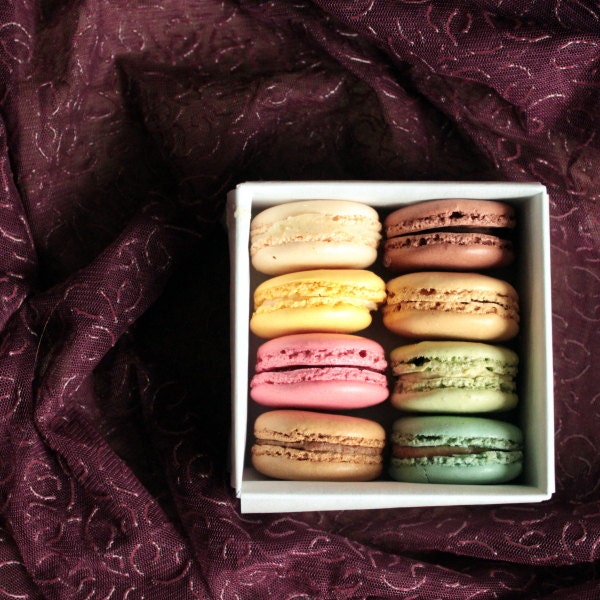 Food photography, French macarons, kitchen art, macro photography, macaron box, Paris wall decor 5x7 (13x18) 6x6 (15x15) F R E E  SHIPPING