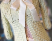 Hand Knit Sweater in Light Avocado Green Womens Clothing Upcycled Clothing Shabby Chic Altered Eco Vintage Trims Tattered Ribbons Cashmere