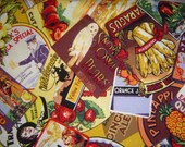 Cabin Fever RJR Fruit and Vegetable Crate label Fabric-2.5 yards continuous length