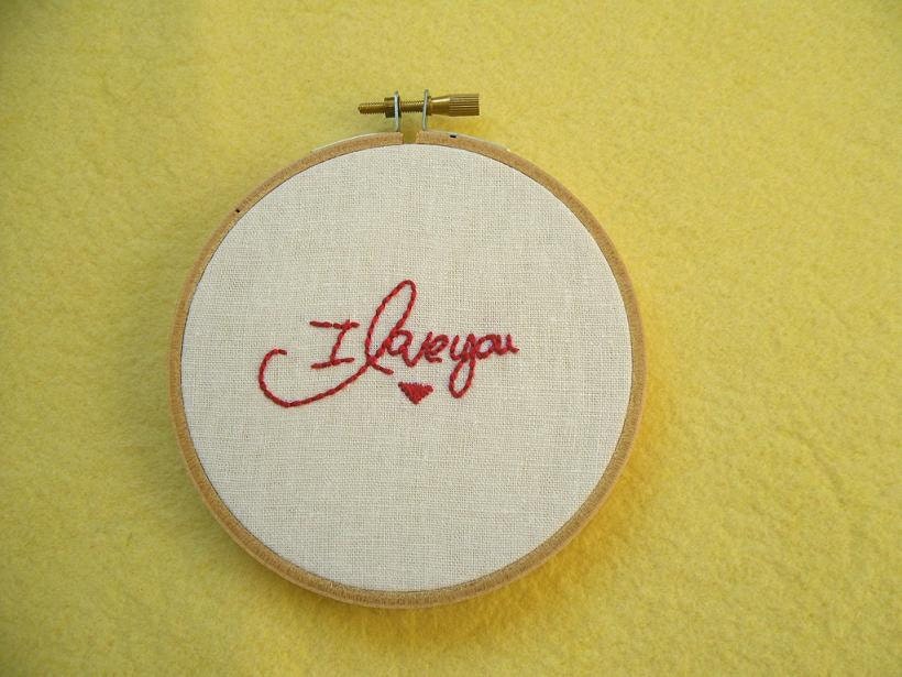 Hand Embroidery - I Love You - Home Decoration 4 inch embroidery hoop art, wall decor, Valentine Gift