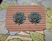 Vintage Blue Rose Earrings