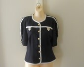 Nautical Blouse Nautical Top Dressy Shirts Nautical Shirt Short Sleeve Blouse Navy Blue Blouse Nautical Clothing Work Clothes Navy Blue Top