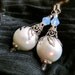 Pearlized- SALE Swarovski Crystal Pearl Filigree Bridal Wedding Sterling Silver earrings