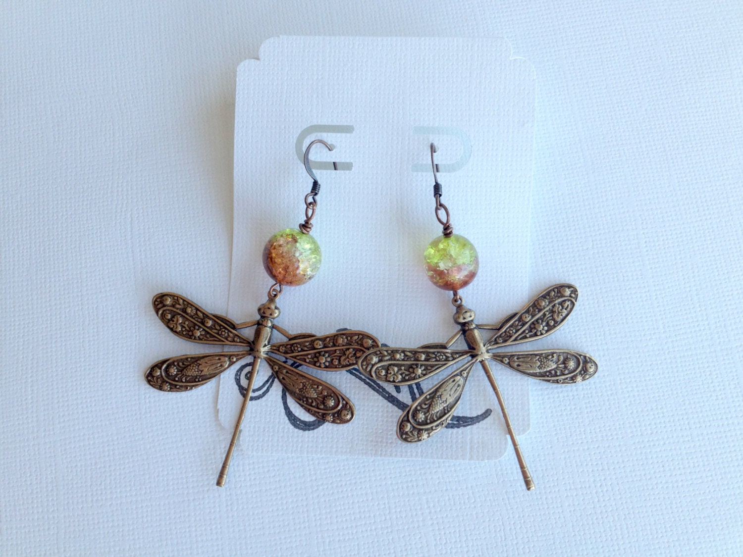 Brass Dragonfly Earrings, Dragonfly Earrings