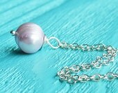 Purple anklet, pale purple pearl & sterling silver chain ankle bracelet, bridesmaid jewelry, lavender pearl anklet