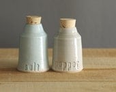 salt and pepper bottles - porcelain clay with natural cork. modern pottery minimal design home decor