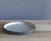 brown and white plate. brown stoneware clay with white glaze.  modern minimal rustic pottery ceramic