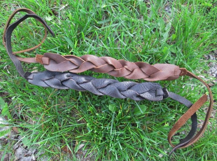 Mens Leather Braided Bracelets SET of 2 - Black & Brown - Quality Soft Cowhide