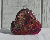 Fushia paisley snap coin purse