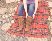 Lumberjack Plaid Wool Fleece Camping Throw Blanket