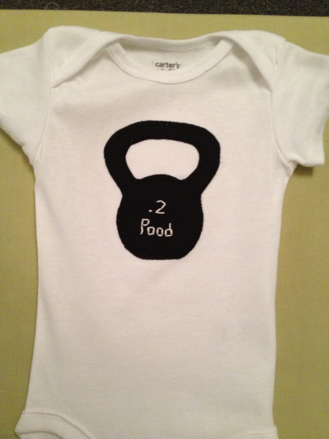 Kettlebell Crossfit Applique on White Bodysuit