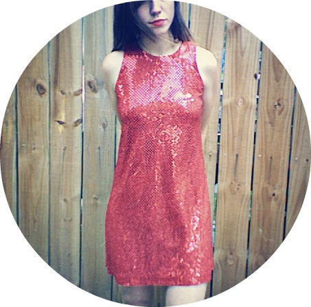 70's retro red sequin sleeveless mini dress, all that jazz dress. size medium.