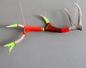 Hand Wrapped Elk Antler - Vintage Natural Drop Shed - Yarn Bombed