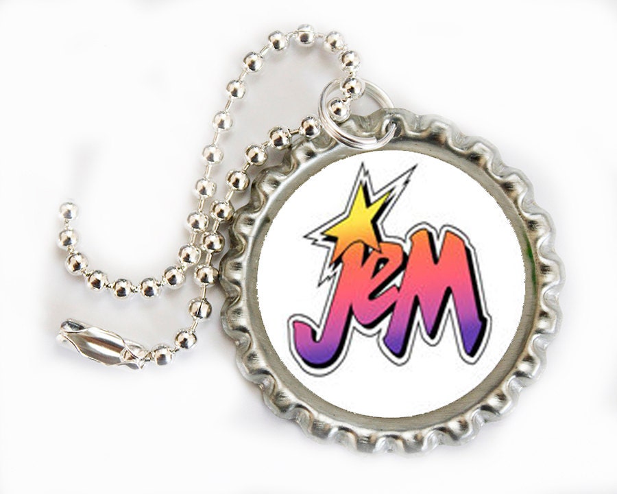 Jem Keychain -Novelty Pink Jem and the Holograms Keyring -Jem and the Holograms -80s retro cartoon keychain