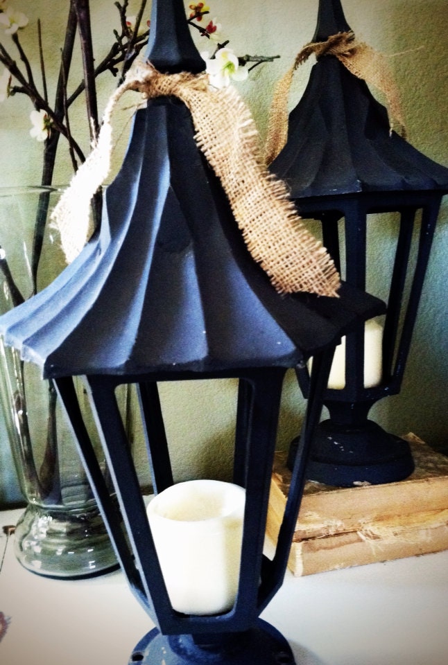 Salvaged Architectural Black Lantern Set