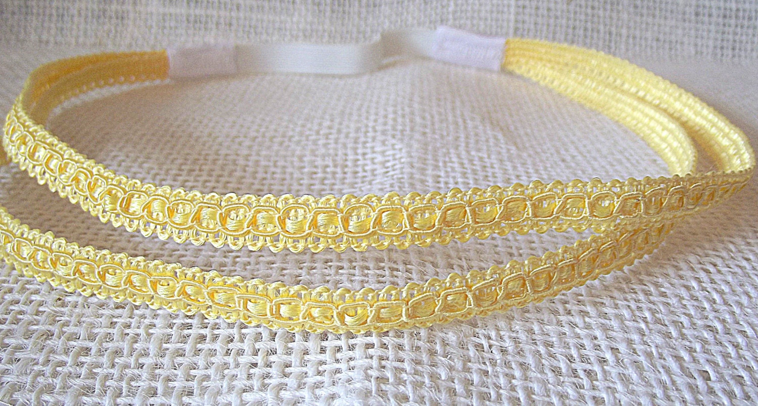 Yellow Headband, Stretchy Headband, Double Strand Headband