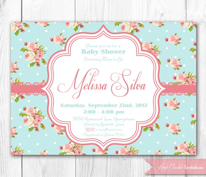 Shabby Chic Baby Shower Invitation. DIY Printable Baby Shower, Bridal Shower or Birthday Party Invitation. Il_570xn