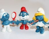 SMURFS, Set of 3 Vintage Smurfs, Vintage Toys.