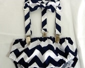 ON SALE - Diaper Cover, Bow Tie & Suspender Set - Many Pattern colors to Choose From