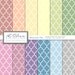 Pastel Rainbow Moroccan Tile Paper Pack - 12 digital paper patterns - INSTANT DOWNLOAD