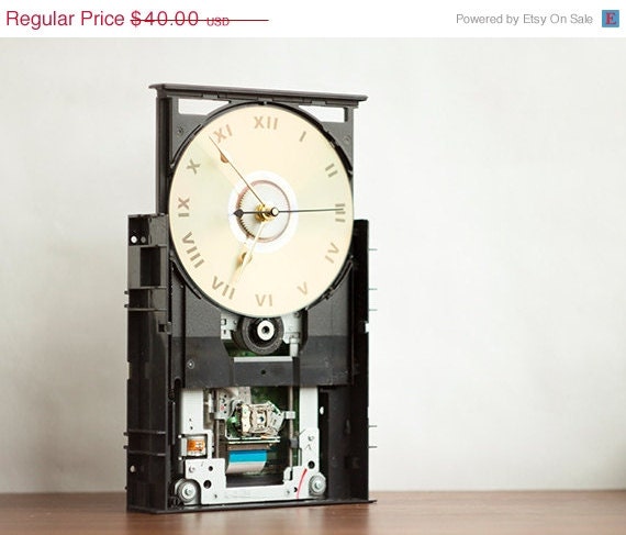 ON SALE Desk clock made from a recycled Computer DVD drive ready to ship cl6256