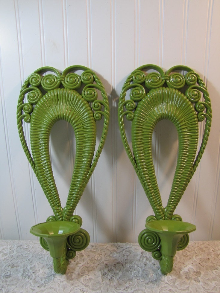 Vintage Burwood Candle Sconces 1970s  Cottage Shabby Chic Retro Bungalow Patio Home Decor