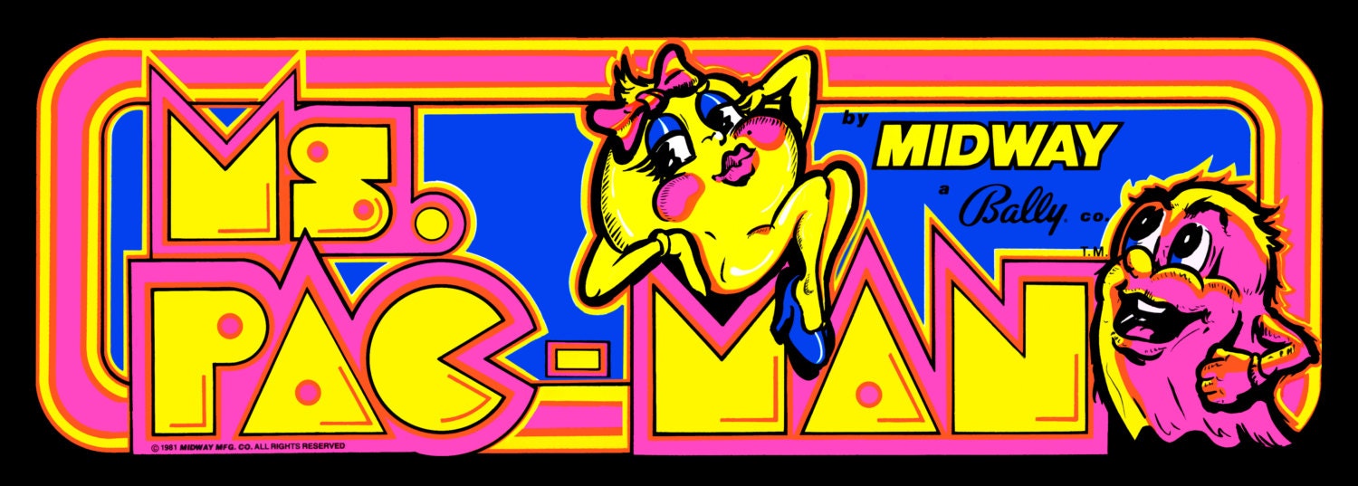 Huge 67x24 Over 5.5 feet Long MS Pacman Wall Poster on Fabric
