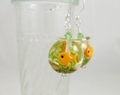 Fishbowl Lampwork Glass Earrings - Sterling Silver