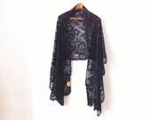 Vintage Black Chapel Veil, Vintage lace, long stole