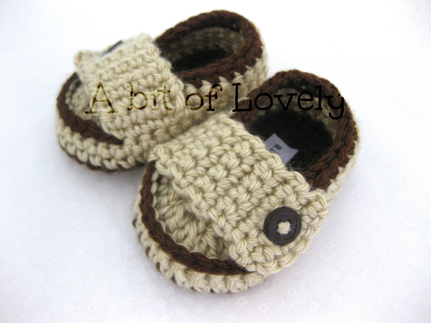 Baby Boy Shoes / Slippers / Booties - Dark Brown & Tan - YOUR choice size - (newborn - 12 months) - photo prop - children